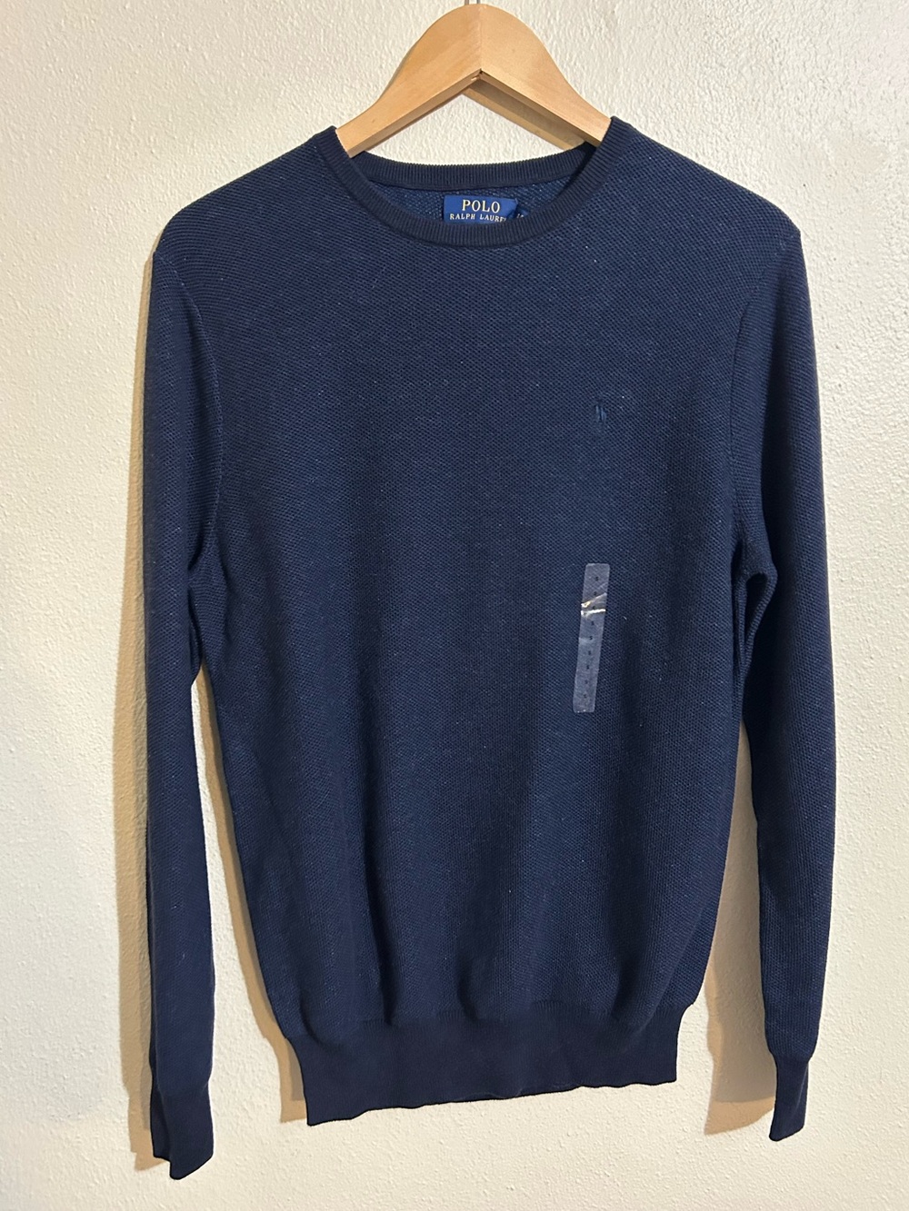 Polo by Ralph Lauren Men’s Navy Blue Crewneck Waffle Knit Sweater Size Small